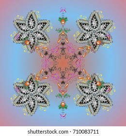 Icons, labels. Snowflake icon, isolated. Flat design. Vector winter snowflakes on colorful background. Vector illustration. Colorful snowflake Vector illustration.