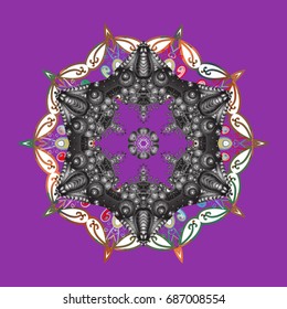 Icons, labels. Vector illustration. Flat design. Vector winter snowflakes on colorful background. Colorful snowflake Vector illustration. Snowflake icon, isolated.