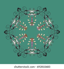 Icons, labels. Vector illustration. Snowflake icon, isolated. Vector winter snowflakes on colorful background. Flat design. Colorful snowflake Vector illustration.
