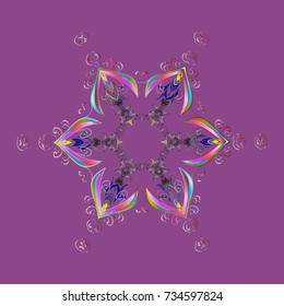 Icons, labels. Vector illustration. Vector winter snowflakes on colorful background. Colorful snowflake Vector illustration. Flat design. Snowflake icon, isolated.
