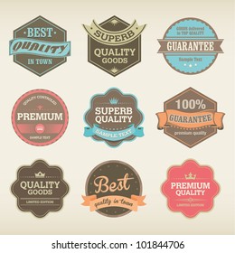 Icons with Labels in vintage and retro design