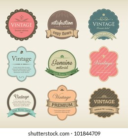 Icons with Labels in vintage and retro design