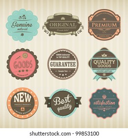 Icons with Labels in vintage and retro design