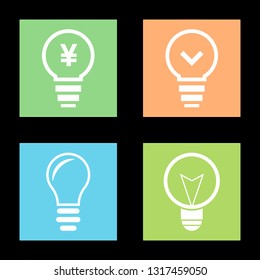 Icons for lamp, bulb, light, idea, vector illustration in flat, EPS10.