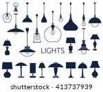 Icons of lamps. Flat style vector illustration.