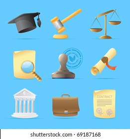 Icons for law. Vector illustration.