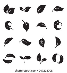 Icons of leaves. Vector illustration