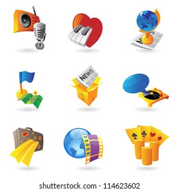 Icons for leisure, travel, sport and arts. Vector illustration.
