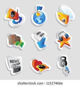 Icons for leisure, travel, sport and arts. Vector illustration.