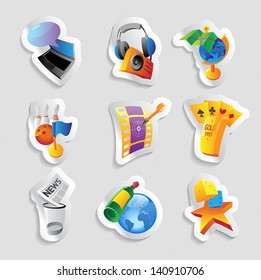 Icons for leisure, travel, sport and arts. Vector illustration.