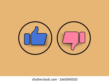 Icons like and dislike modern vector on social media. Design use elements for social network, marketing, business, advertisement and web site.