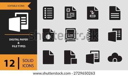 Icons like Excel file PowerPoint file and cloud document help designers visually represent various digital file types making this set suitable for SaaS apps online collaboration tools and cloud based workflow interfaces