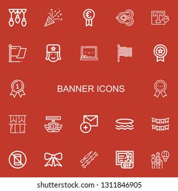  icons line Garlands, Confetti, Prize, Thai, Background, Flag, Russian, Chalkboard, Medal on red background