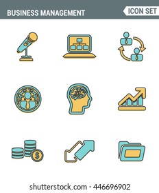 Icons line set premium quality of business people management, employee organization. Modern pictogram collection flat design style symbol . Isolated white background