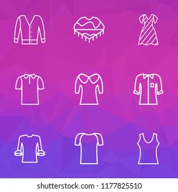 Icons line style set with circular flounce shirt, gown, top and other mexico costume elements. Isolated vector illustration  icons.