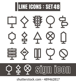 icons line Traffic Signs Modern design Symbol vector black on white background