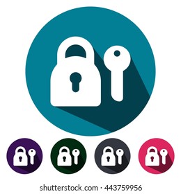 icons lock and key flat for Web, Mobile and business