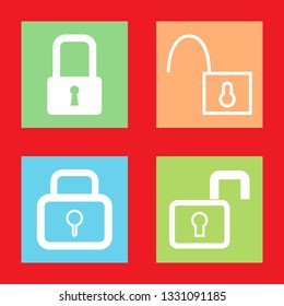 Icons for lock security, protection, vector illustration in flat, EPS10.