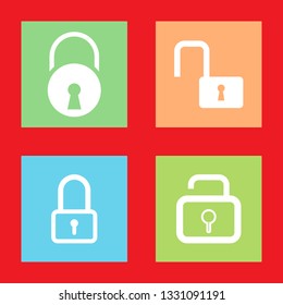 Icons for lock security, protection, vector illustration in flat, EPS10.
