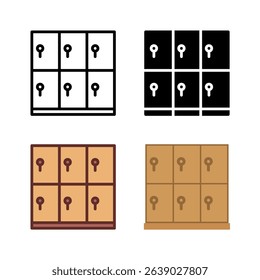 Icons of lockers and storage units, perfect for gyms, schools, offices, and secure personal item storage.