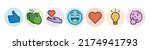 icons logo set reactions emoji template connection modern vector Like love Celebrate funny give laugh Support thinking lamp idea inspiration Insightful and Curious orange purple blue green red colour