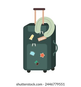 Icons luggage. Flat style summer travel suitcase. Suitcases and backpacks. Vector illustration holiday