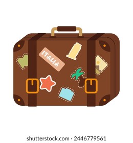 Icons luggage. Flat style summer travel suitcase. Suitcases and backpacks. Vector illustration holiday