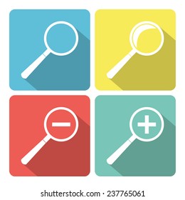 Icons magnifying glass. Magnifying glass in a flat style with shadow.