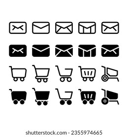 icons mail and cart line solid mobile