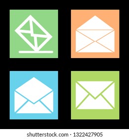 Icons for mail, email, envelope, vector illustration in flat, EPS10. 