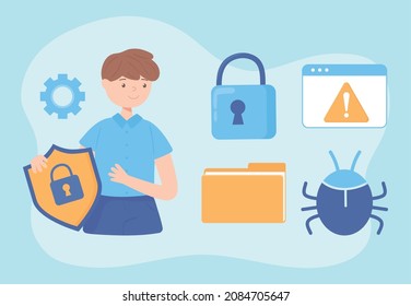 Symbole für das Cybersicherheitssystem