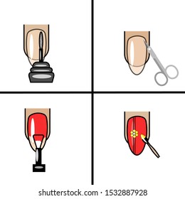 icons manicure hardware, combined, nail design.  vector
