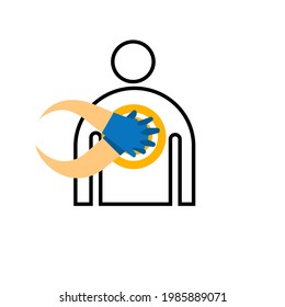 Iconos de compresión manual en el fondo blanco.