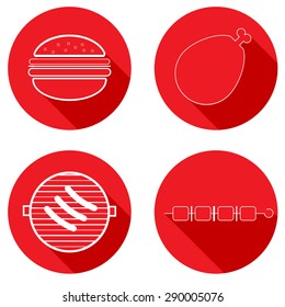 Icons meat products. Vector illustration.