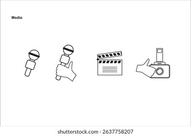 Icons, media icon, Vector icons, camera, Microphone Hand, Microphone hold in Hand
