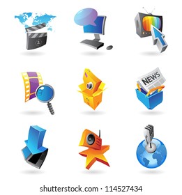 Icons for media, information and entertainment.  Vector illustration.