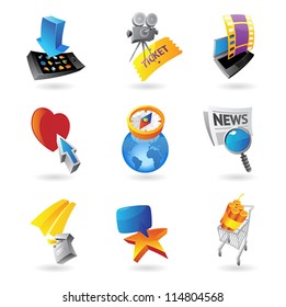 Icons for media, information and entertainment.  Vector illustration.