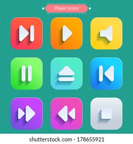 Icons for media player. Vector illustration.