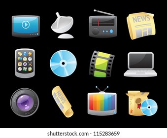 Icons for media. Vector illustration.