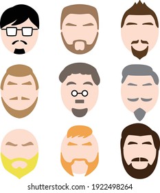 Icons of men with various beards (color)