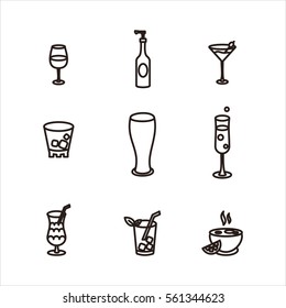 icons for menu drinks on a white background