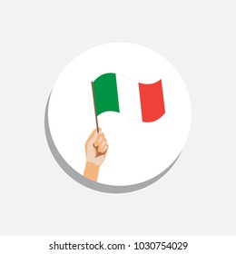 Icons of the Mexican flag on white background. Flag in hand. Isolated Vector Illustration