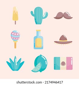 icons mexico culture cartoon design