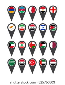 Icons Middle East flags on white background