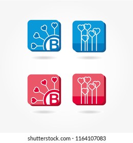 Icons for mobile app. Logo for dating site. Icons with hearts