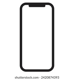 Icons for mobile devices. Smartphone with white blank screen and front camera isolated on white background. EPS vector illustration of Mobile phone with blank screen.