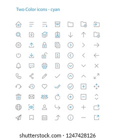 Icons for mobile web apps one color combo cyan