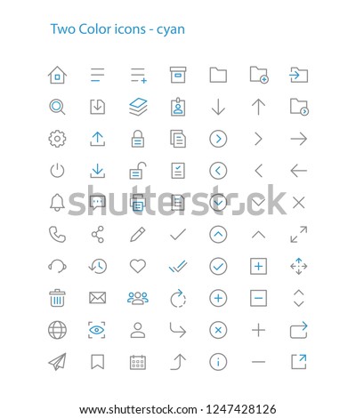 Icons for mobile web apps one color combo cyan