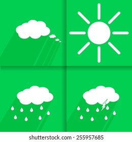 Icons for mobile or web interface. Weather icons with long shadow.