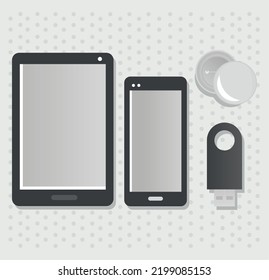 icons mockup devices and pin